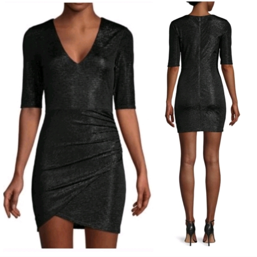 Alice + Olivia Judy Ruched Metallic Dress Size 10 NWT